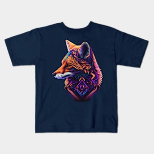 Foxy retrowave fox Kids T-Shirt